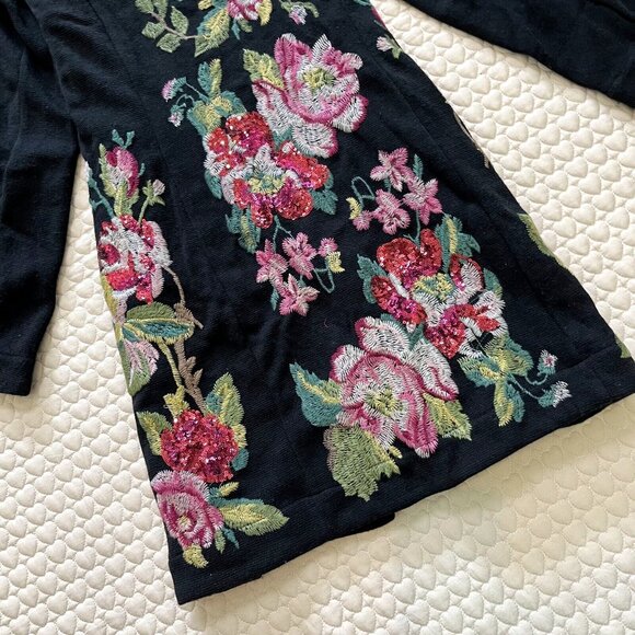 $585 NWT Johnny Was Embroidery Sequin Floral Blazer Size L Sweater Coat - Picture 11 of 14